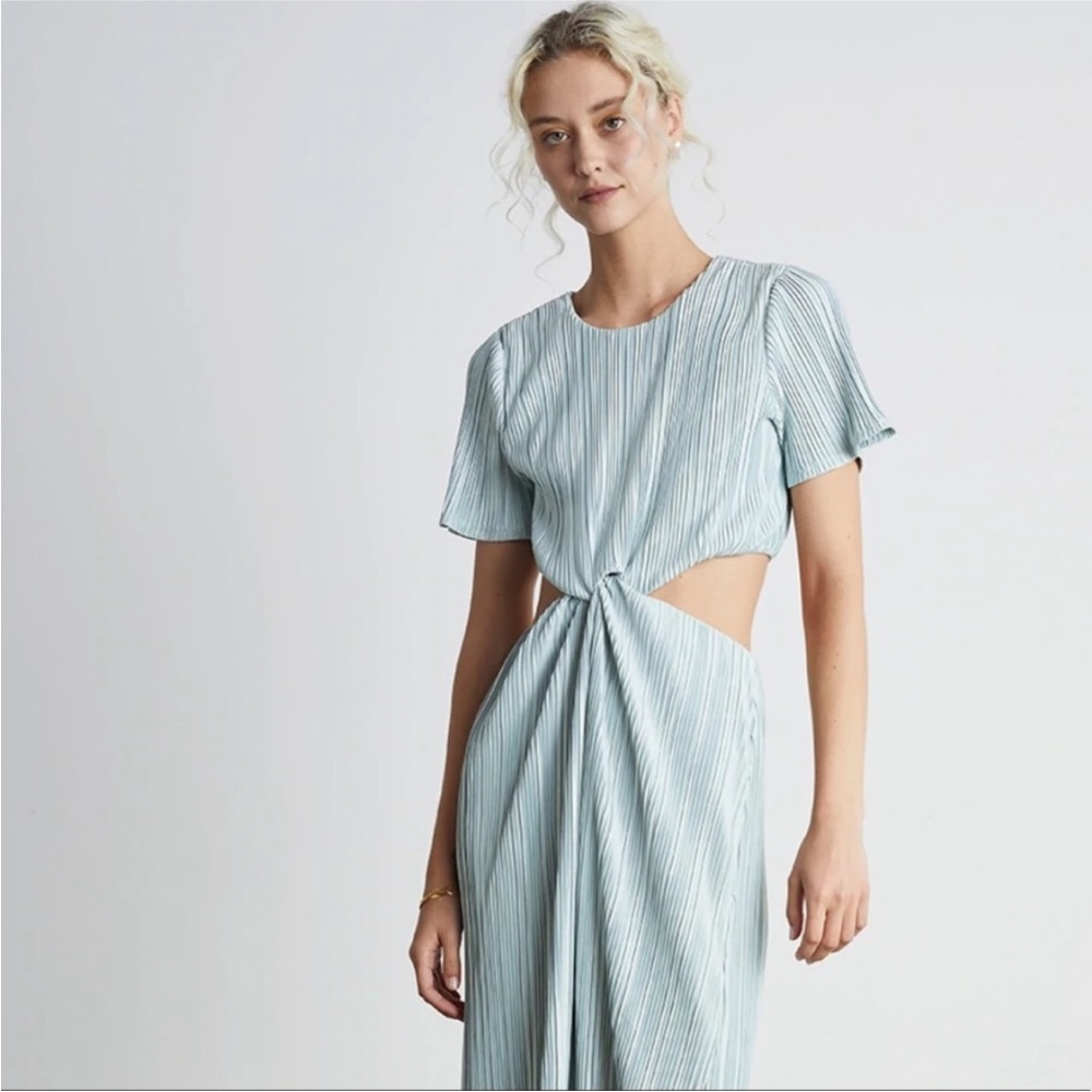 Who What Wear Plisse Midi Cut-out Dress